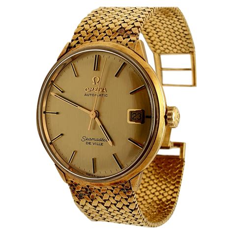 omega deville 18ct gold mens watch|omega deville watch value.